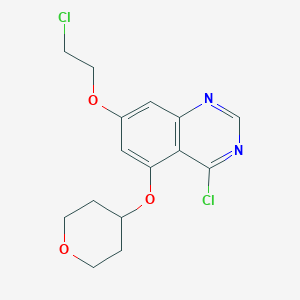 molecular formula C15H16Cl2N2O3 B8334146 4-Chloro-7-(2-chloroethoxy)-5-tetrahydropyran-4-yloxyquinazoline 