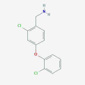 molecular formula C13H11Cl2NO B8334162 2-Chloro-4-(2-chloro-phenoxy)-benzylamine 