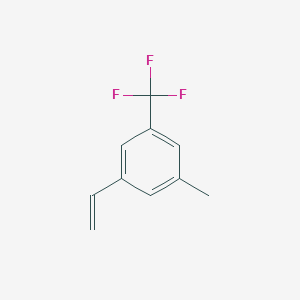 molecular formula C10H9F3 B8334195 Benzene, 1-ethenyl-3-methyl-5-(trifluoromethyl)- 
