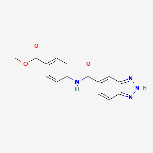 molecular formula C15H12N4O3 B8334995 4-[(1H-Benzotriazole-5-carbonyl)amino]benzoic acid methyl ester 