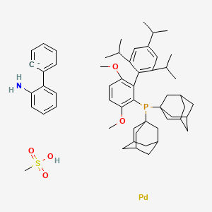 molecular formula C56H75NO5PPdS- B8335038 Bis(1-adamantyl)-[3,6-dimethoxy-2-[2,4,6-tri(propan-2-yl)phenyl]phenyl]phosphane;methanesulfonic acid;palladium;2-phenylaniline 