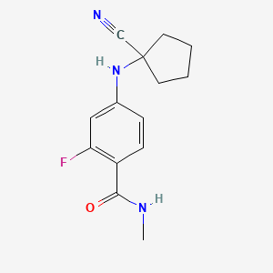 molecular formula C14H16FN3O B8335880 N-Methyl 2-fluoro-4-(1-cyanocyclopentyl)aminobenzamide CAS No. 915087-34-2