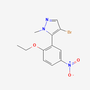 molecular formula C12H12BrN3O3 B8336308 4-bromo-5-(2-ethoxy-5-nitro-phenyl)-1-methyl-1H-pyrazole 