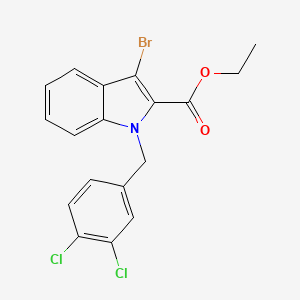 molecular formula C18H14BrCl2NO2 B8336473 Ethyl 3-bromo-N-(3,4-dichlorobenzyl)indole-2-carboxylate 