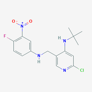 molecular formula C16H18ClFN4O2 B8337059 N-tert-butyl-2-chloro-5-((4-fluoro-3-nitrophenylamino)methyl)pyridin-4-amine 