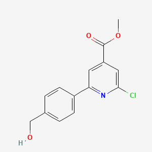 molecular formula C14H12ClNO3 B8337568 Methyl 2-chloro-6-(4-(hydroxymethyl)phenyl)isonicotinate 