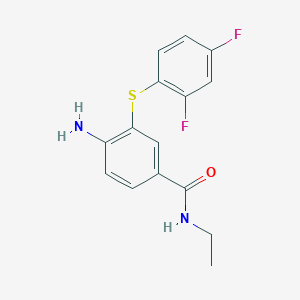 molecular formula C15H14F2N2OS B8337604 N-ethyl4-amino-3-(2,4-difluorophenylthio)benzamide 