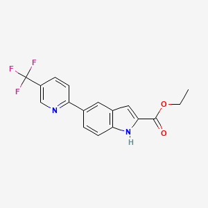 molecular formula C17H13F3N2O2 B8338010 ethyl 5-[5-(trifluoromethyl)pyridin-2-yl]-1H-indole-2-carboxylate 