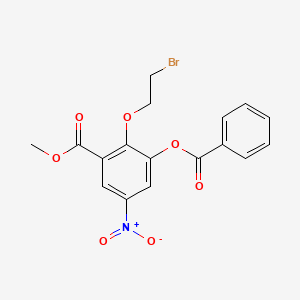 molecular formula C17H14BrNO7 B8338695 Methyl 2-[(2-bromoethyl)oxy]-5-nitro-3-[(phenylcarbonyl)oxy]benzoate 