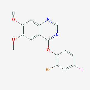 molecular formula C15H10BrFN2O3 B8338761 4-(2-Bromo-4-fluorophenoxy)-7-hydroxy-6-methoxyquinazoline 