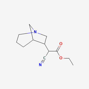 molecular formula C12H18N2O2 B8338773 Ethyl (1-azabicyclo[3.2.1]octan-6-yl)cyanoacetate 