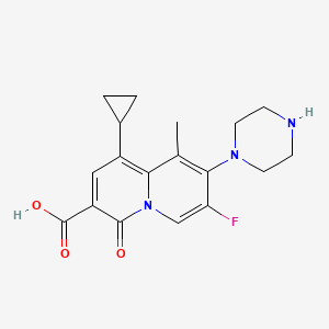 molecular formula C18H20FN3O3 B8339044 1-Cyclopropyl-7-fluoro-9-methyl-4-oxo-8-piperazin-1-yl-quinolizine-3-carboxylic acid 