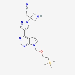 molecular formula C20H27N7OSi B8339109 2-(3-(4-(7-((2-(Trimethylsilyl)ethoxy)methyl)-7H-pyrrolo[2,3-d]pyrimidin-4-yl)-1H-pyrazol-1-yl)azetidin-3-yl)acetonitrile 