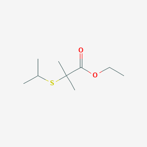 molecular formula C9H18O2S B8339189 Ethyl 2-(isopropylthio)-2-methylpropionate 