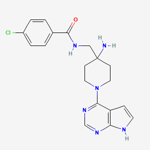 N-((4-Amino-1-(7H-pyrrolo[2,3-d]pyrimidin-4-yl)piperidin-4-yl)methyl)-4-chlorobenzamide
