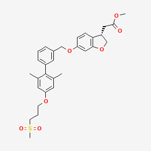molecular formula C30H34O7S B8339858 Methyl [(3S)-6-({2',6'-dimethyl-4'-[3-(methylsulfonyl)propoxy]biphenyl-3-yl}methoxy)-2,3-dihydro-1-benzofuran-3-yl]acetate 