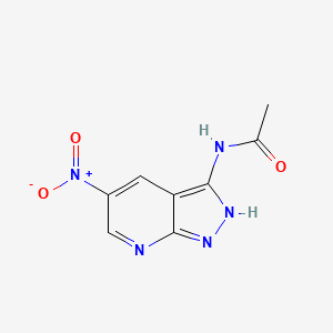 molecular formula C8H7N5O3 B8340003 N-(5-nitro-1H-pyrazolo[3,4-b]pyridin-3-yl)acetamide 