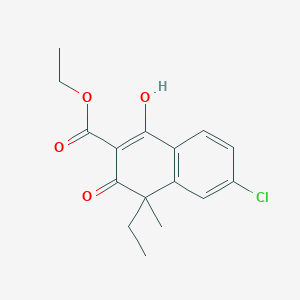 molecular formula C16H17ClO4 B8340166 Ethyl 7-chloro-1-ethyl-4-hydroxy-1-methyl-2-oxo-naphthalene-3-carboxylate 