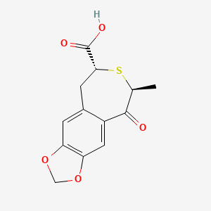 molecular formula C13H12O5S B8340452 Thiepino[4,5-f]-1,3-benzodioxole-6-carboxylicacid,5,6,8,9-tetrahydro-8-methyl-9-oxo-,(6R,8S)- 