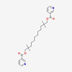 molecular formula C28H40N2O4 B8341277 Nicotinic acid, 2,2,11,11-tetramethyldodecamethylene ester CAS No. 85018-62-8
