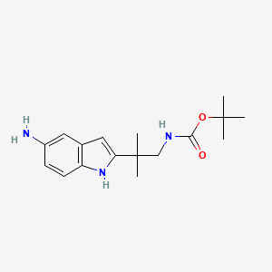 molecular formula C17H25N3O2 B8341428 tert-butyl 2-(5-amino-1H-indol-2-yl)-2-methylpropylcarbamate 