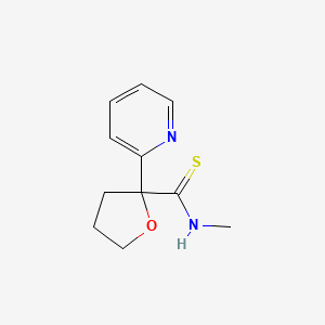 molecular formula C11H14N2OS B8341461 N-methyl-2-pyridin-2-yloxolane-2-carbothioamide 