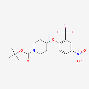 molecular formula C17H21F3N2O5 B8341468 Tert-butyl 4-(4-nitro-2-(trifluoromethyl)phenoxy)piperidine-1-carboxylate 