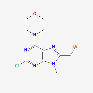 molecular formula C11H13BrClN5O B8342204 4-(8-(bromomethyl)-2-chloro-9-methyl-9H-purin-6-yl)morpholine 