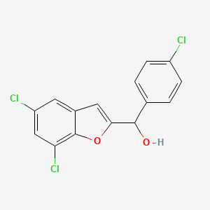 molecular formula C15H9Cl3O2 B8342239 alpha-(4-Chlorophenyl)-5,7-dichloro-2-benzofuranmethanol CAS No. 83806-57-9