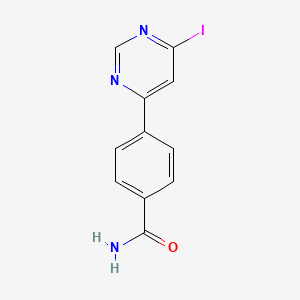 molecular formula C11H8IN3O B8342267 4-Iodo-6-(4-aminocarbonylphenyl)pyrimidine 