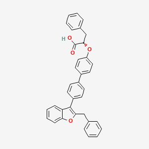 molecular formula C36H28O4 B8342779 Benzenepropanoic acid, -[[4'-[2-(phenylmethyl)-3-benzofuranyl][1,1'-biphenyl]-4-yl]oxy]-, (S)- 