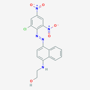 molecular formula C18H14ClN5O5 B083428 Ethanol, 2-[[4-[(2-chloro-4,6-dinitrophenyl)azo]-1-naphthalenyl]amino]- CAS No. 12222-83-2