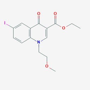 molecular formula C15H16INO4 B8342879 Ethyl 6-iodo-1-[2-(methyloxy)ethyl]-4-oxo-1,4-dihydro-3-quinolinecarboxylate 