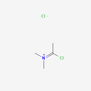 molecular formula C4H9Cl2N B8343295 Methanaminium, N-(1-chloroethylidene)-N-methyl-, chloride CAS No. 58569-87-2