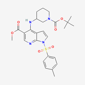 molecular formula C26H32N4O6S B8343359 methyl 4-((1-(tert-butoxycarbonyl)piperidin-3-yl)amino)-1-tosyl-1H-pyrrolo[2,3-b]pyridine-5-carboxylate 