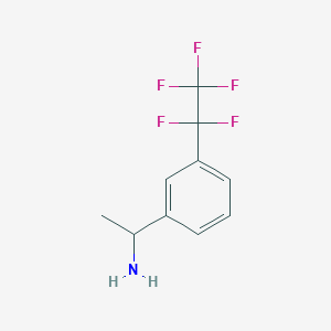 molecular formula C10H10F5N B8343626 1-(3-Pentafluoroethyl-phenyl)-ethylamine 