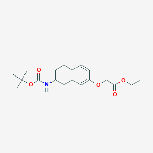 molecular formula C19H27NO5 B8343688 (S)-Ethyl 2-((7-((tert-Butoxycarbonyl)amino)-5,6,7,8-tetrahydronaphthalen-2-yl)oxy)acetate 