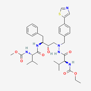 molecular formula C35H48N6O7S B8343861 2,5,6,10,13-Pentaazatetradecanedioic acid, 8-hydroxy-3,12-bis(1-methylethyl)-4,11-dioxo-9-(phenylmethyl)-6-((4-(5-thiazolyl)phenyl)methyl)-, 1-ethyl 14-methyl ester, (3S-(3R*,8R*,9R*,12R*))- CAS No. 198903-93-4