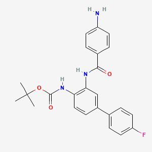 molecular formula C24H24FN3O3 B8344295 Tert-butyl 3-(4-aminobenzamido)-4'-fluorobiphenyl-4-ylcarbamate 