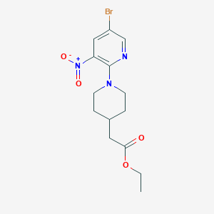 (5'-bromo-3'-nitro-3,4,5,6-tetrahydro-2H-[1,2']bipyridinyl-4-yl)-acetic acid ethyl ester
