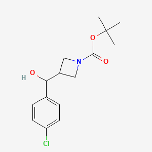 molecular formula C15H20ClNO3 B8345107 Tert-butyl 3-((4-chlorophenyl)(hydroxy)methyl)azetidine-1-carboxylate 