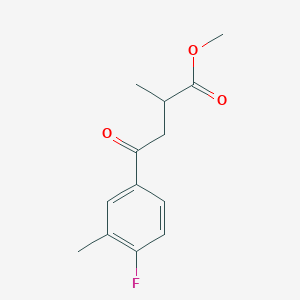 molecular formula C13H15FO3 B8345196 Methyl 4-(4-fluoro-3-methyl-phenyl)-4-oxo-butyric acid methyl ester 