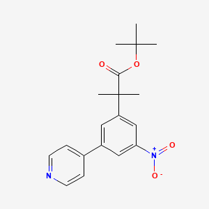 molecular formula C19H22N2O4 B8345232 tert-Butyl 2-methyl-2-(3-nitro-5-(pyridin-4-yl)phenyl)propanoate 