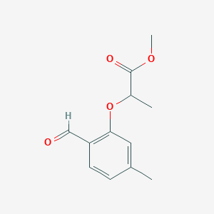 molecular formula C12H14O4 B8345760 Methyl 2-(formyl-5-methylphenoxy)propionate 