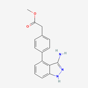 molecular formula C16H15N3O2 B8345838 Benzeneacetic acid,4-(3-amino-1h-indazol-4-yl)-,methyl ester 