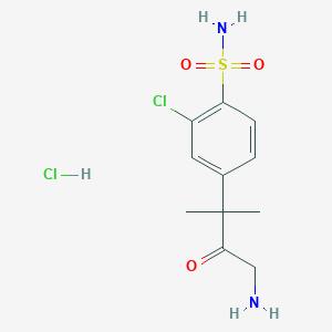 molecular formula C11H16Cl2N2O3S B8346178 4-(4-Amino-2-methyl-3-oxobutan-2-yl)-2-chlorobenzenesulfonamide hydrochloride 