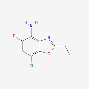 molecular formula C9H8ClFN2O B8346197 4-Amino-7-chloro-2-ethyl-5-fluorobenzoxazole 