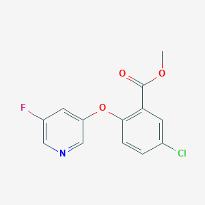 molecular formula C13H9ClFNO3 B8346220 Methyl 5-chloro-2-[(5-fluoropyridin-3-yl)oxy]benzoate 