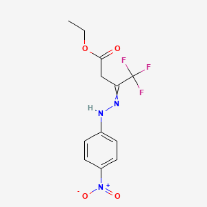 molecular formula C12H12F3N3O4 B8346362 Ethyl trifluoroacetoacetate 4-nitrophenylhydrazone 