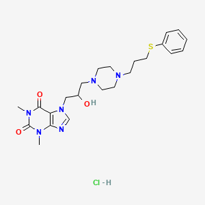 1H-Purine-2,6-dione, 3,7-dihydro-1,3-dimethyl-7-(2-hydroxy-3-(4-(3-(phenylthio)propyl)-1-piperazinyl)propyl)-, dihydrochloride